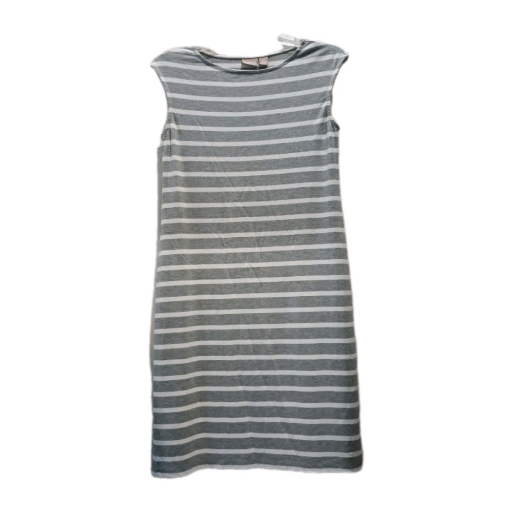 Chico's Soft Knit Shift Dress Sleeveless Grey/White Stripes Size 0 Small